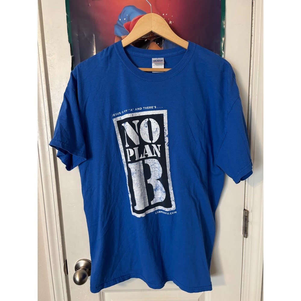 vintage XL Royal Blue No Plan B Jesus Is My A Christian Graphic T-Shirt